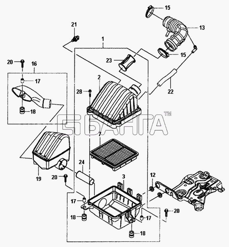 Daewoo Matiz II Схема Воздухоподача-16 banga.ua